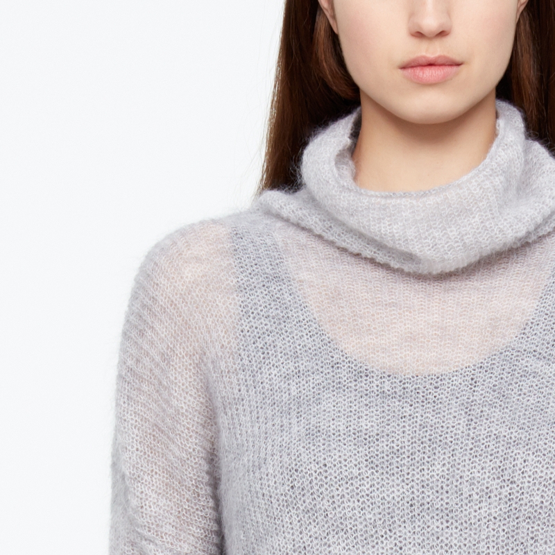 Sarah Pacini PULL MOHAIR - COL CHEMINÉE De face