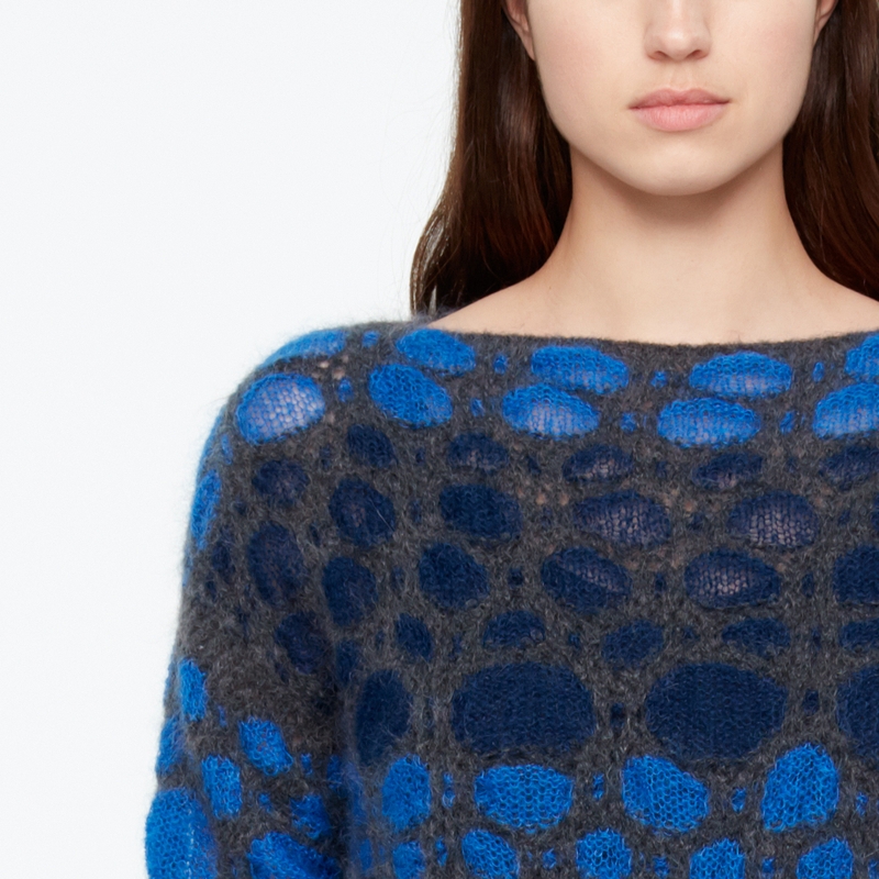 Sarah Pacini PULL MOHAIR - COL BATEAU De face