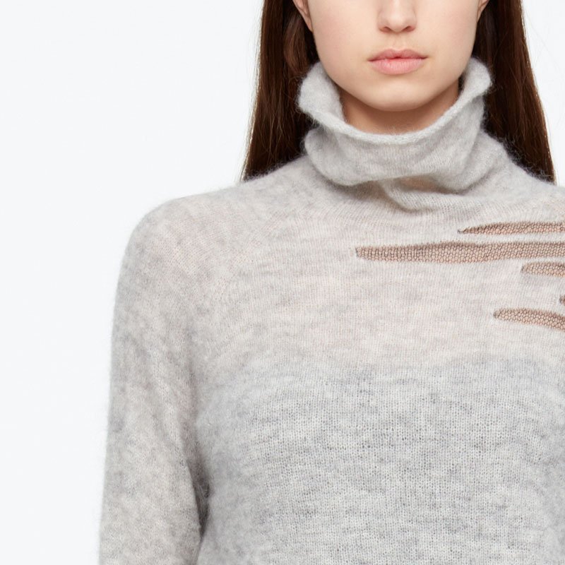Sarah Pacini MOHAIR SWEATER - MESH LINES Front