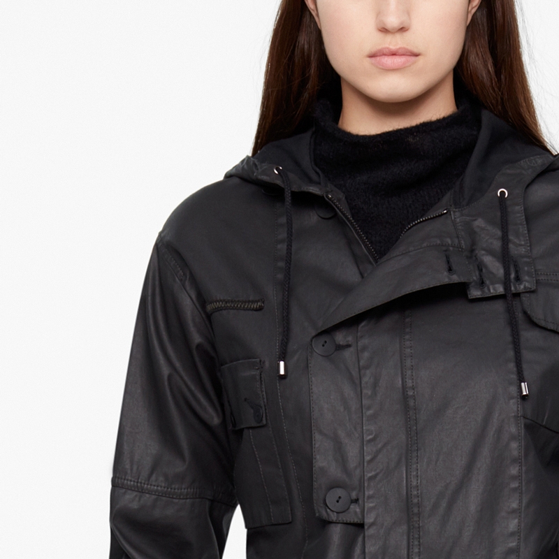 Sarah Pacini LONG PARKA - COATED FINISH Front