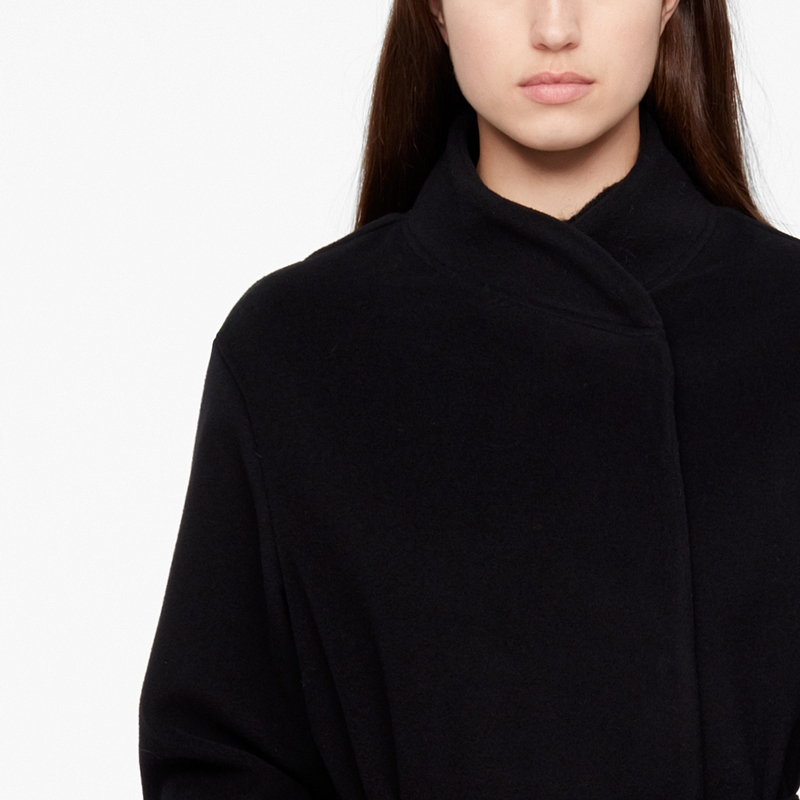 Sarah Pacini MANTEAU LONG EN LAINE - CEINTURE De face