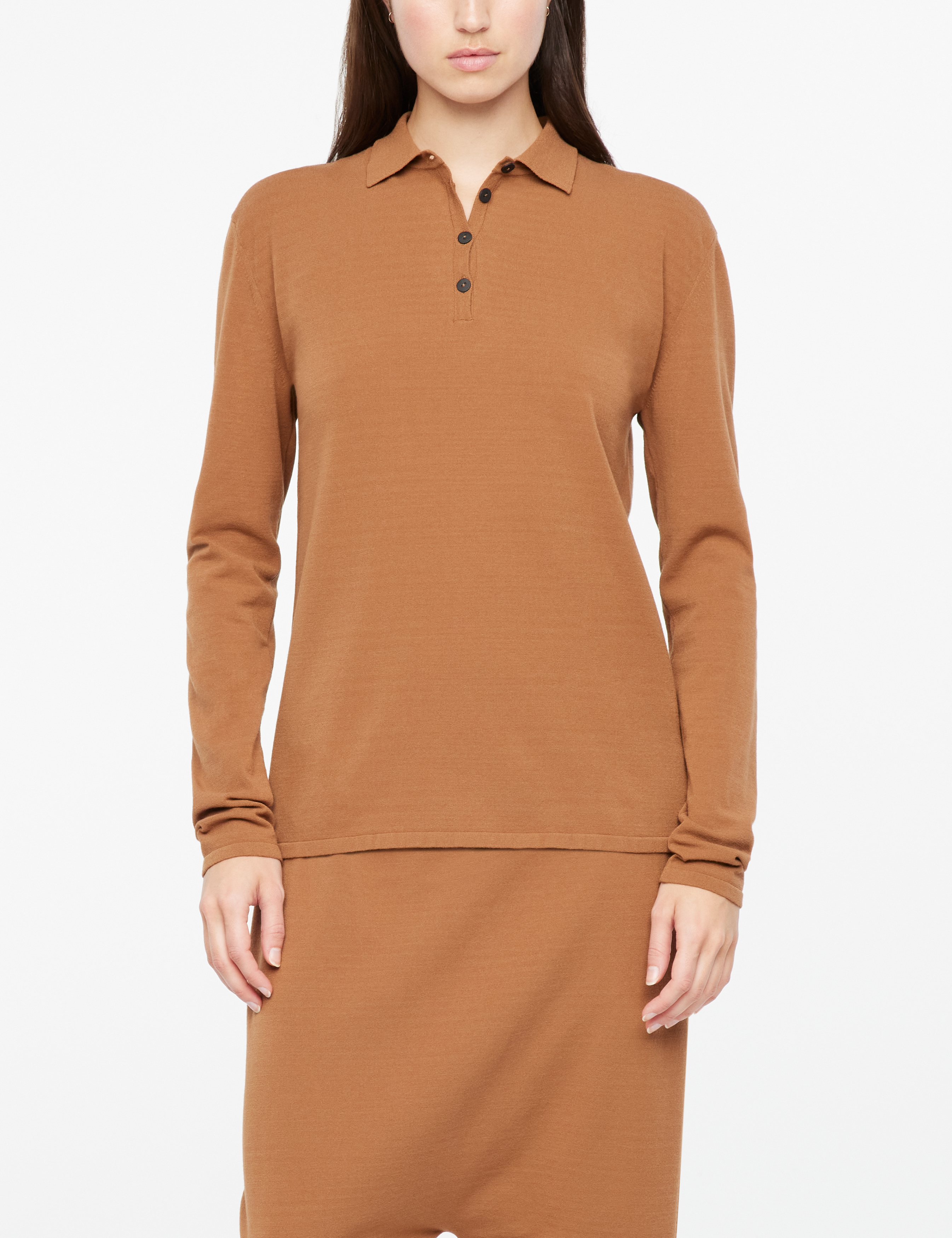 Ochre viscose polo sweater by Sarah Pacini
