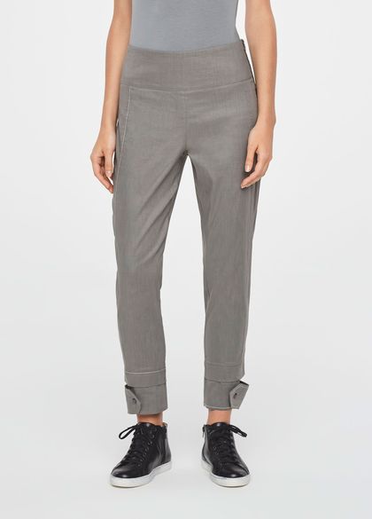 Sarah Pacini CROPPED LINEN PANTS WITH CUT-OUTCUFFS