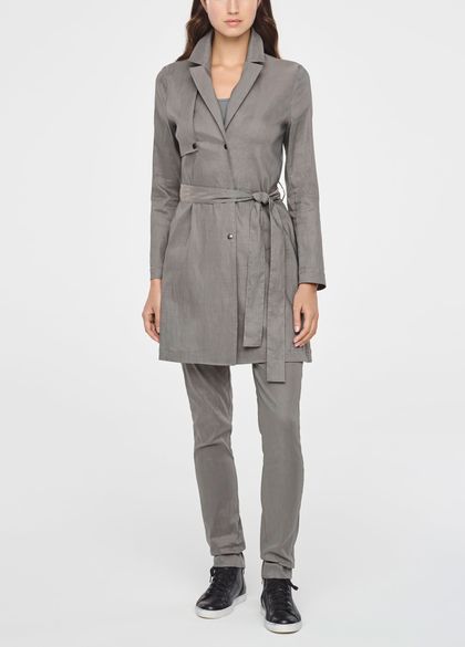 Sarah Pacini SINGLE-BREASTED LINEN TRENCH COAT
