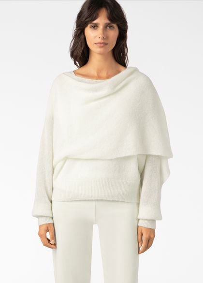 Sarah Pacini SCARF-COLLAR SWEATER – STRETCH MOHAIR