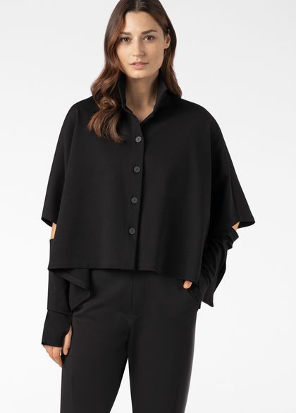 Sarah Pacini PONCHO WITH REMOVABLE MITTENS – STRETCH JERSEY