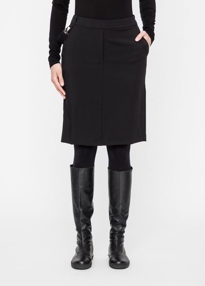 leather pencil skirt and knee high boots