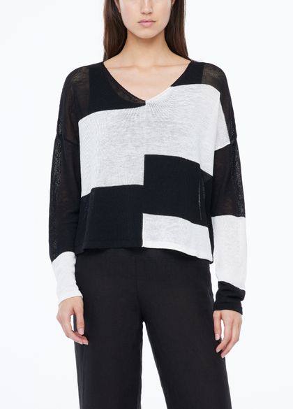 Sarah Pacini Two-tone sweater - v-neck