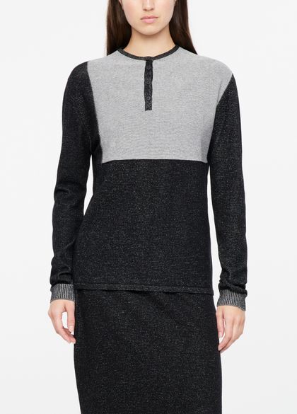 Sarah Pacini Henley sweater - speckled