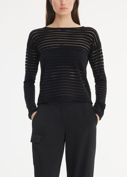Sarah Pacini Taillierter pullover - transparente streifen